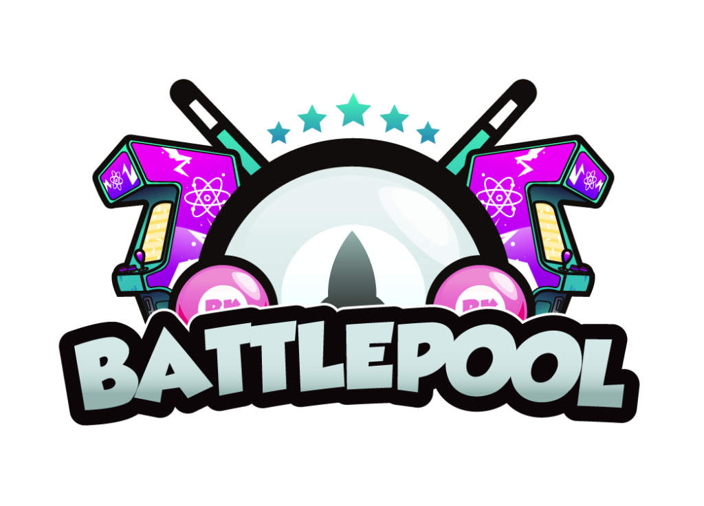 icône mode de jeu BattlePool billes de billard, bornes d'arcade, queues et étoiles