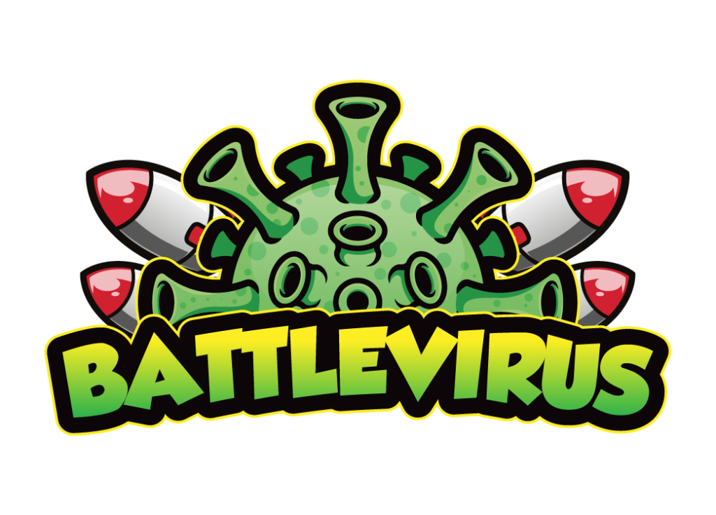BattleVirus icône mode de jeu avec virus vert et missiles entrecroisés